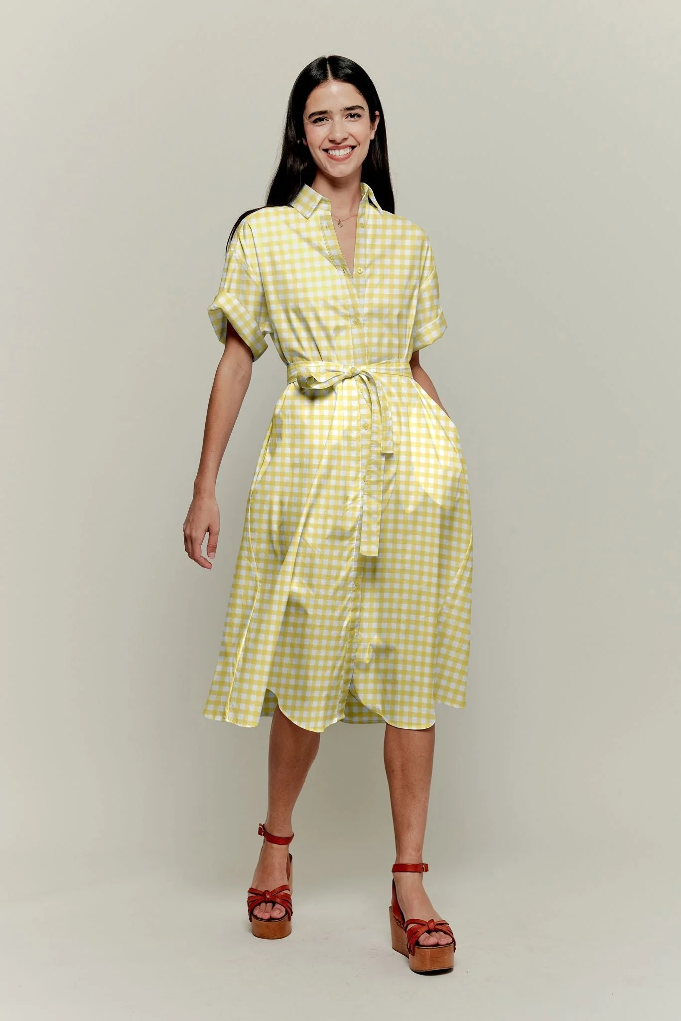 Sarah Shirtdress | Pale Yellow Gingham - Atomnpay