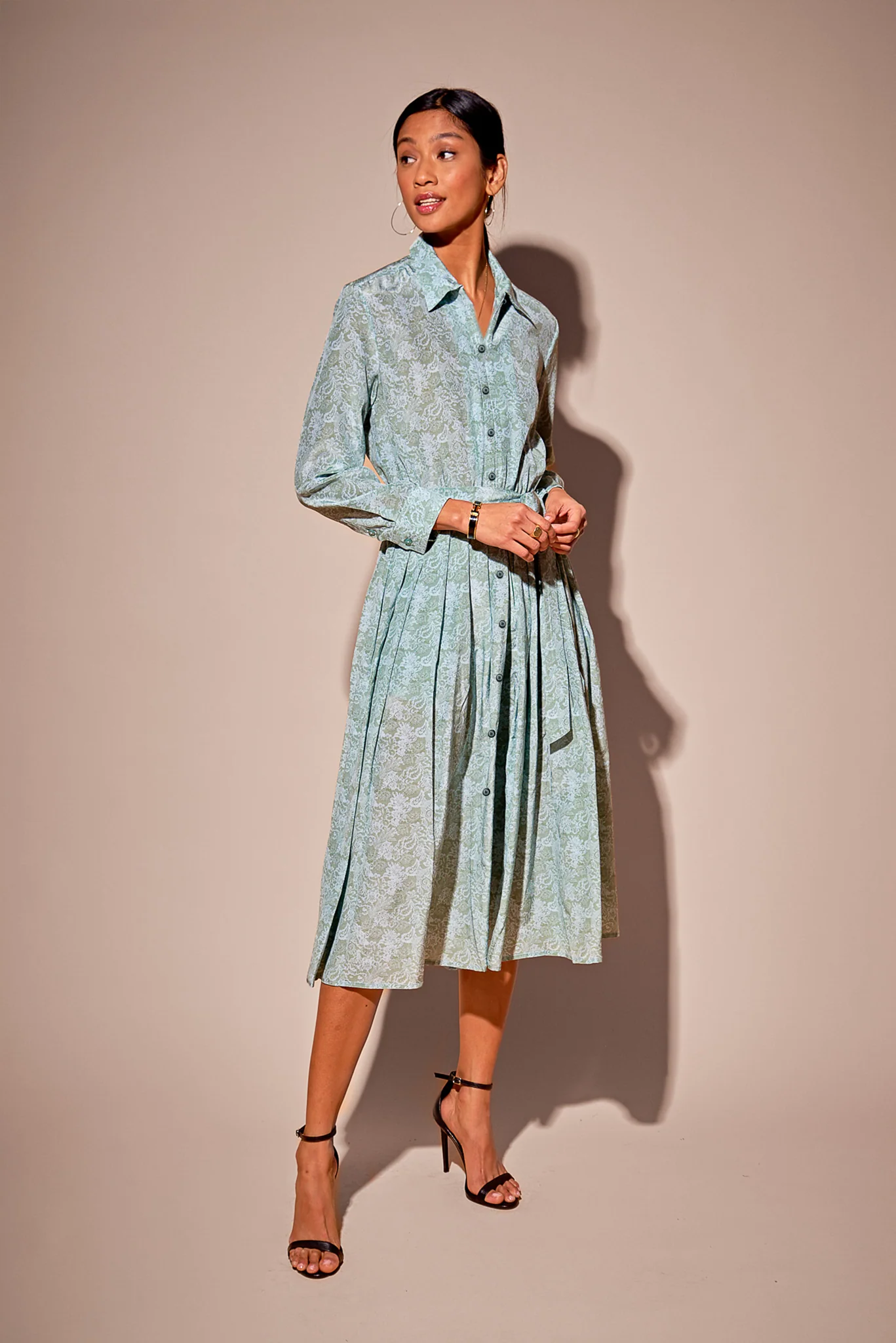 Emerson Dress in Silk | Blue Moss Lace - Atomnpay