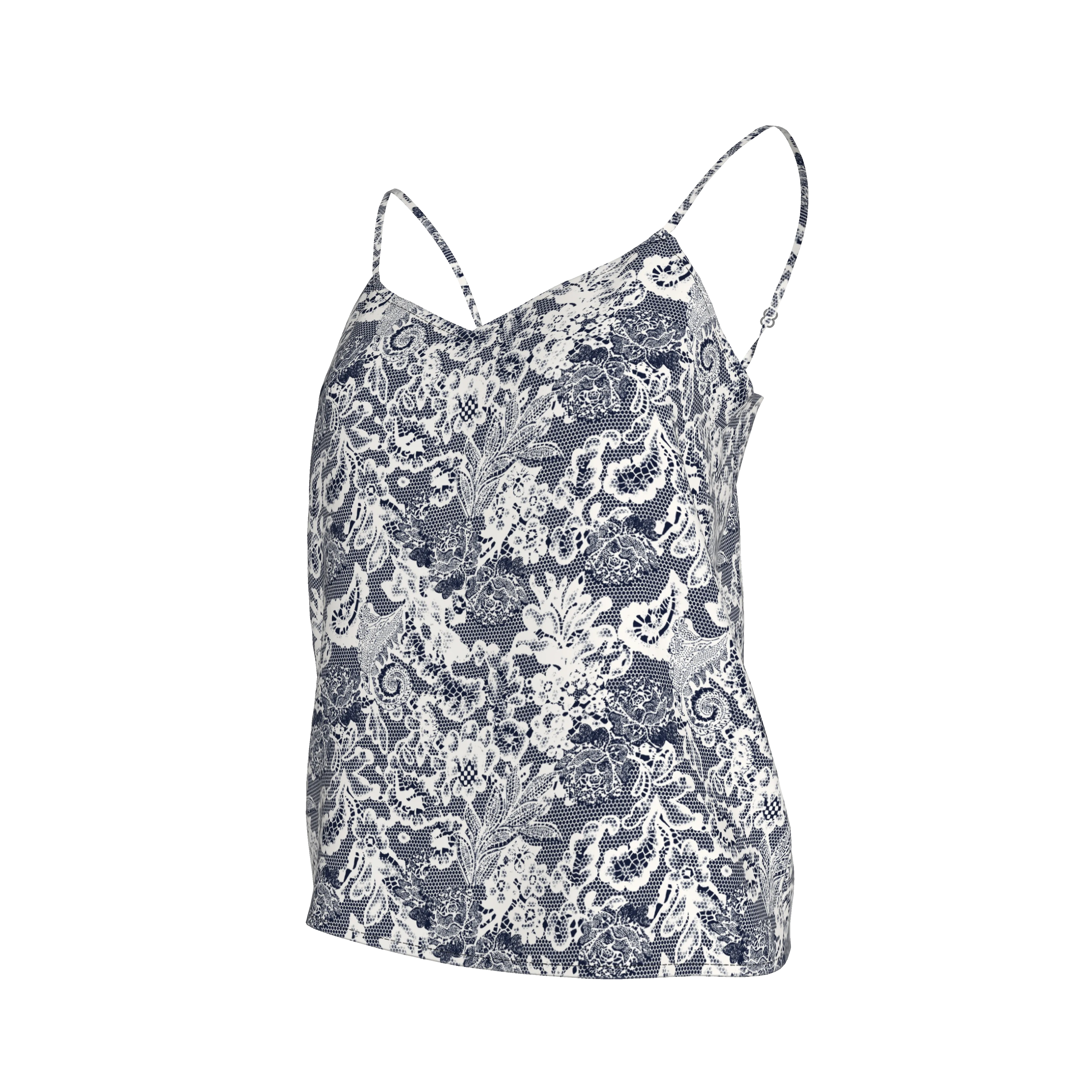 Khala Cami | Ecru Navy Lace Reverse - Atomnpay