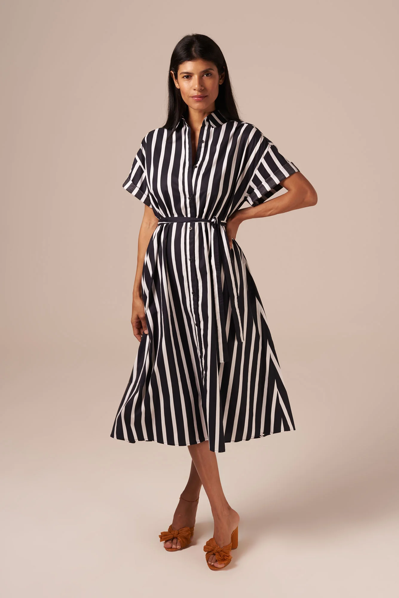 The Sarah Shirtdress | Black Stripe - Atomnpay