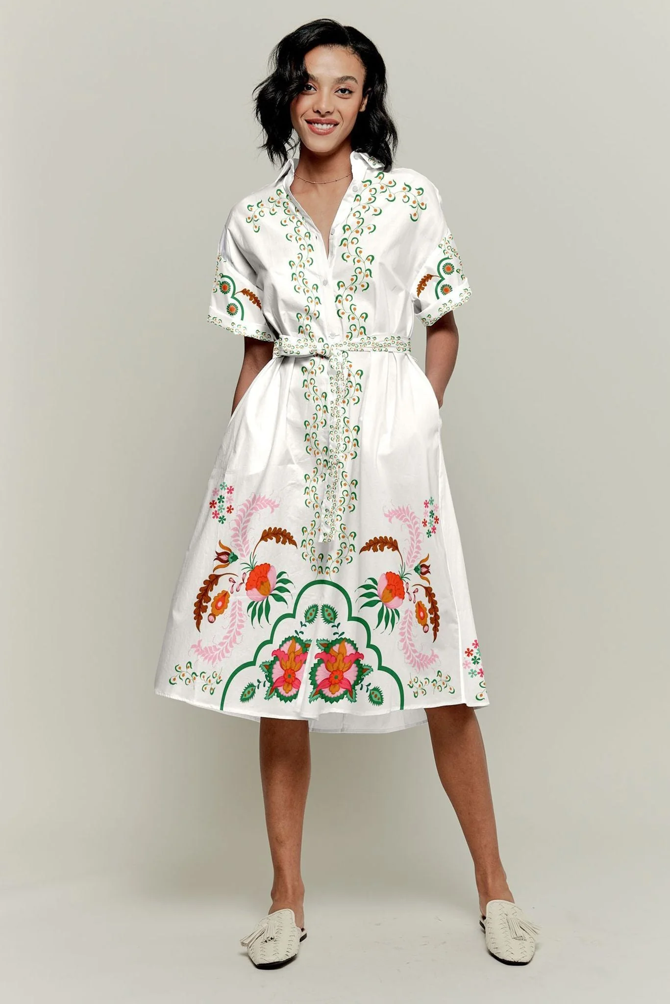 Sarah Shirtdress | Ecru Dutch Blossoms - Atomnpay